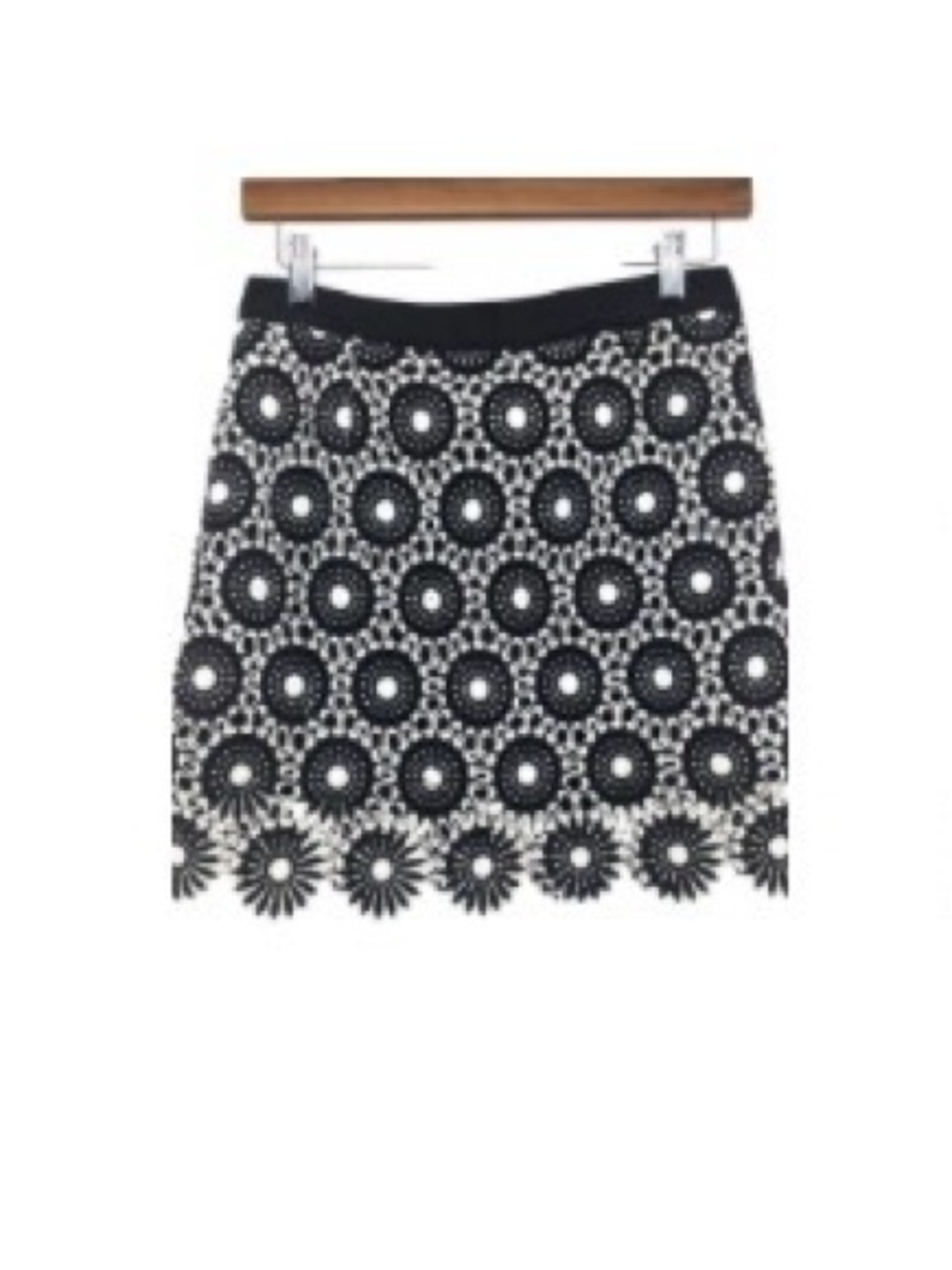 Forever 21 Black and White Crochet Daisy Mini Skirt